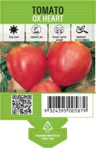 Tomato Ox Heart label front vegetable home garden seedling summer collection