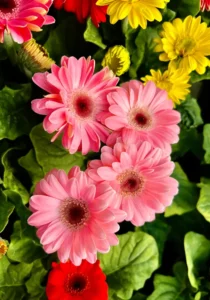 four pink gerbera